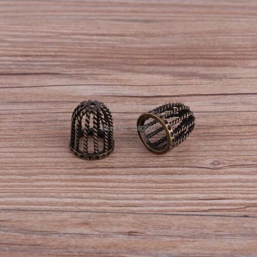 6pcs /lot 23*19mm bronze color Metal hollow unique design stopper Connectors for rope Jewelry Making