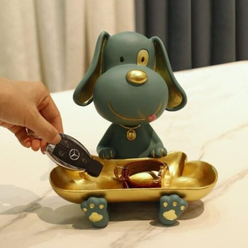 Cute Dog Statue,Sculpture,Home Living Room Figurines Decoration,Porch Cabinet Desktop Decor,Storage Tray,Candy Fruits Dish