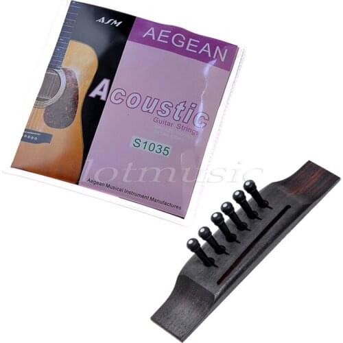 Acoustic Guitar String Brass Wound Rosewood Bridge Ebony Pins New