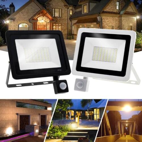 LED Floodlight PIR Motion Sensor Spotlight 10W 20W 30W 50W 100W 220V Outdoor Waterproof Street Light Outdoor Lighting LED Lamp
