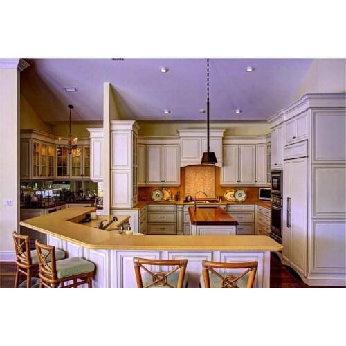 2019 traditional customized made solid wood kitchen cabinets matt white color wooden cabinets with island cabinets S1606189