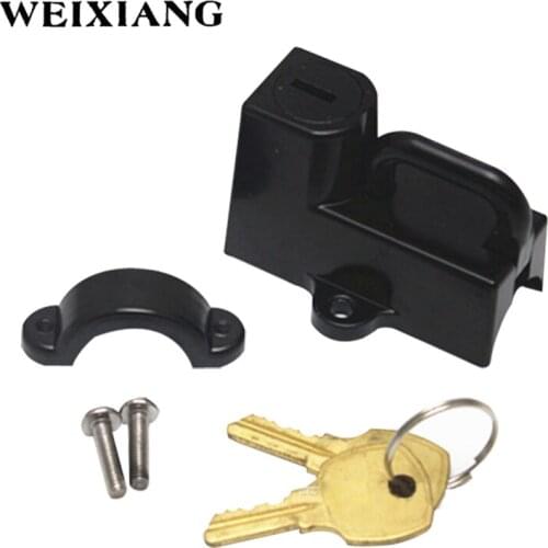 Universal 7/8" 22mm Handlebar Mount Metal Motorcycle Helmet Lock For Harley Chrome Black With 2 Keys