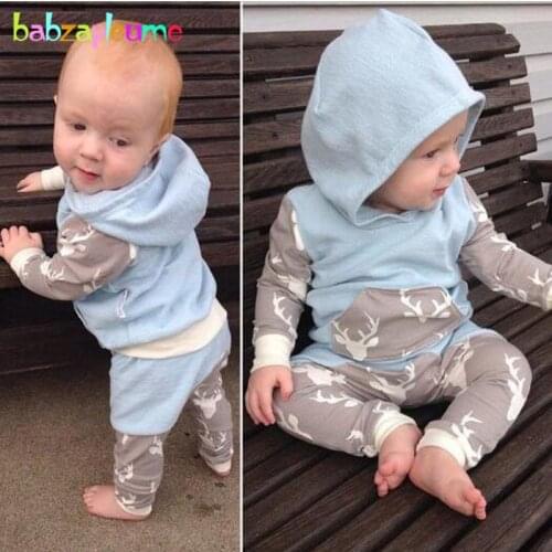 2PCS/0-24Months/Spring Autumn Newborn Baby Clothes Casual Hooded T-shirt+Pants Sport Suit Infant Boys Girls Clothing Sets BC1132