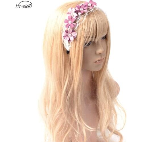 Women Fascinator Headband Cocktail Hair Band Ladies Handmade Headwear Flower Beads Accessories Party Wedding Hairpins