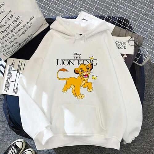 The Lion King Simba Hoodies Womens Clothing Disney Autumn Fashion Kawaii Pullover Cartoons Warm Femme Couple Hooded Sweatshirts