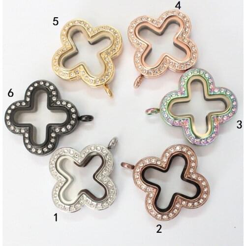 10pcs Cross Floating Locket With Rhinestones Stainless Steel Living Memory Floating Locket Pendant For Necklace Bangle&Bracelet