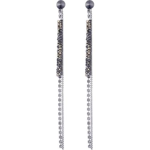 2021tassel Earrings Crystal Rhinestone Silver Color Long Geometric Round Stud Earring For Women Beautiful Sexy Fashion Jewelry