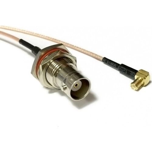 2pcs RF coaxial cable BNC female nut to MCX male right angle connector RG178 cable 15CM adapter wholesale
