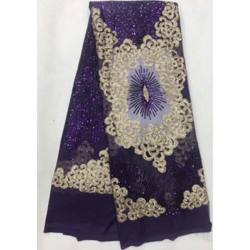 9 colors newest embroidery mesh tulle african sequins lace fabric ZH-111911 for evening dress