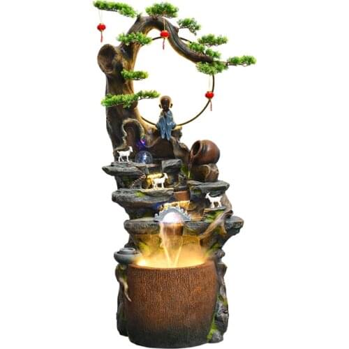 TT Large Floor Fengshui Wheel Water Circulation Chinese Front Desk Living Room Office Fountain Fish Tank Courtyard Landscape