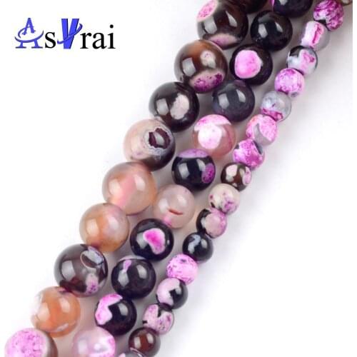 Natural Stone Rose Red Color Fire Agates Round Beads for Jewelry Making 6/8/10mm Space Loose Beads DIY Bracelets Jewellery 15"