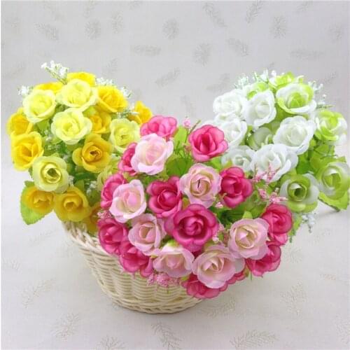 Hot 1Bouquet 21 Heads Artificial Flowers Rose Autumn Silk Fake Flowers for DIY Living Room Home Garden Wedding Decoration