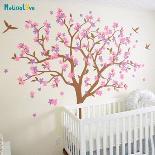 DIY Huge Tree Nursery Wall Decals cherry blossom colorful floral Stickers Decal For Baby Room BB025