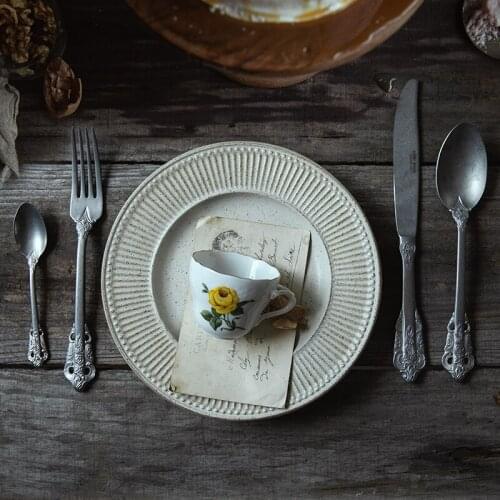 Europe Retro Metal Tableware Set Stainless Steel Reusable Utensils Servies Dinnerware Set Vaisselle Wedding Decoration EC50CJ