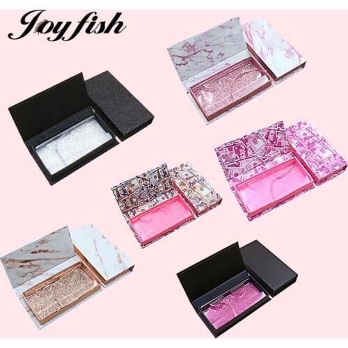 Wholesale Lash Cases Packaging Rectangle Mink False Eyelashes Extension Makeup Box and Tray Various Styles Black Boxes