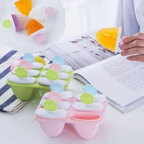 Hot 6 cute smiley faces 6 sets of popsicle ice cream molds with lid Popsicle stick box holds 6 ice tray mold New pattern QW117