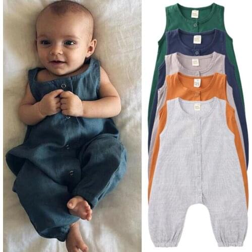Infant Baby Boys Girls Sleeveless Vest Rompers Clothing New 2020 Summer Kids Boy Girl Pure Color Rompers Clothes