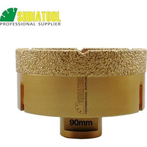 SHDIATOOL Diameter 90mm Vacuum brazed diamond drilling core bits with 15MM Diamond height hole saw M14 connection Drill bits