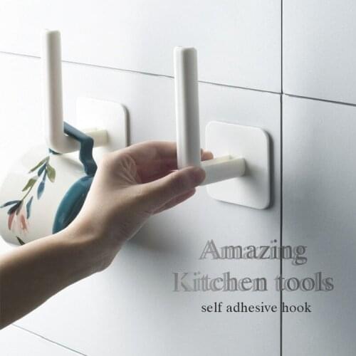 Kitchen Self Adhesive Hook Amazing Kitchen Tool White Wall Sticking Hook Pot Lid Cup Storage Hanging Holder Rack