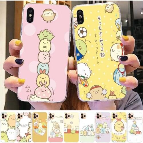 TOPLBPCS Cute Japan Kawaii Cartoon Sumikko Gurashi Babay Phone Case for iPhone 8 7 6 6S Plus X 5S SE 2020 XR 11 12 pro XS MAX