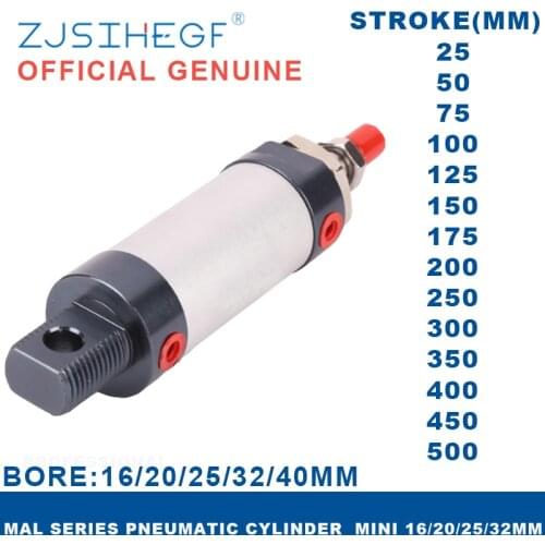 Mini Cylinder Airtac MAL Series 16/20/25/32mm Bore 25/50/75/100/200/300/400/500mm Stroke Single lever Pneumatic Air