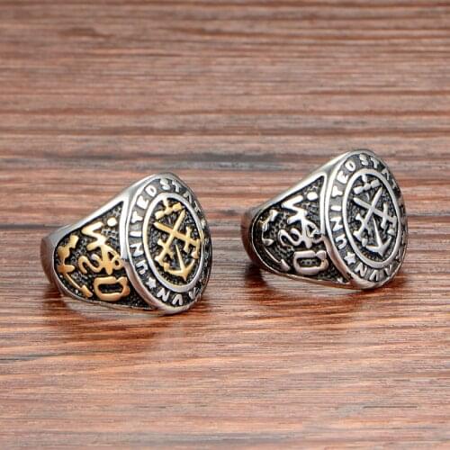 European and American retro mens titanium steel ring tide male domineering anchor ring