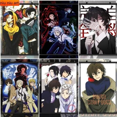 5D DIY Wenhao Stray Dog Anime Manga Full Diamond Embroidery Diamond Painting Diamond Mosaic Cross Stitch Kits Room Decor