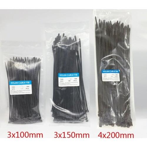 3x200/4x200/5x300 Self-Locking Plastic Nylon Wire Cable Zip Ties Set 300PCS 2 colors Cable Ties Fasten Loop Cable