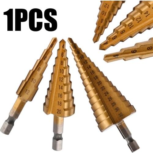 1pc HSS Step Cone Drill Bit Set Titanium Coated Woodworking Hole Milling Cutter 4-20mm/4-32mm