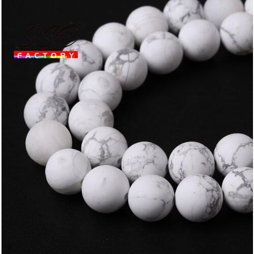 Natural Stone White Howlite Turquoises Round Loose Beads 15" Strand 4 6 8 10 12 MM For Jewelry Making Diy Bracelet Necklace T121