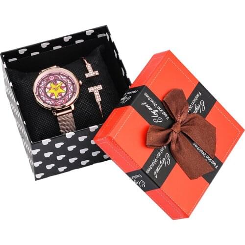 2019 New Women Watches Bangle & Bracelet Watch Set Romantic Golden Steel Watch Case Top Luxury Gifts for female Relgio feminino