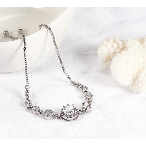 New Women Style Luxury Bracelet Fashion Bracelet Bangle Circle Necklace Buckle Bracelet Golden Plated Full Cz Bangle Jewelry