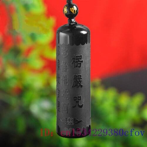 Obsidian Buddhism Pendant for Fashion Carved Black Natural Women Accessories Necklace Jade Jewelry Amulet Men