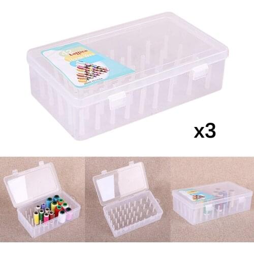 3pcs Plastic Bobbins Storage Box with 42 Spools Organizing Case Embroidery Sewing Craft Thread Spools Container Case Holder