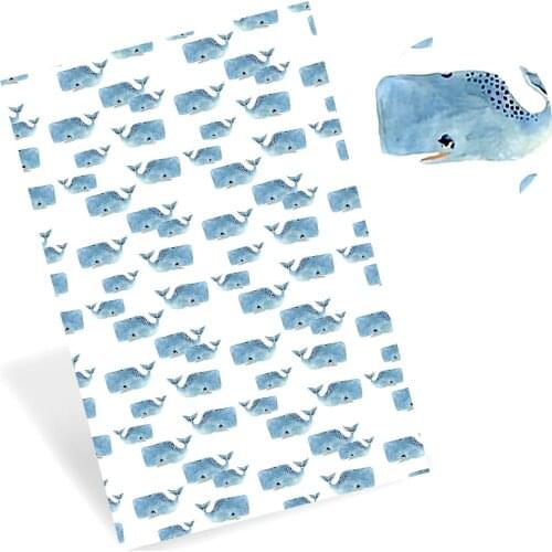 IBOWS Faux Synthetic Leather Sheet Whale Cat Dog Pattern Printed Leather Fabric DIY Bag Belt Sofa Handmade Material 22*30cm/pc