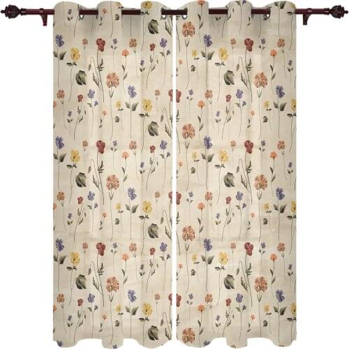 Retro Floral Tile Pattern Windows Curtains Living Room Bedroom Kitchen Curtains For Children Drapes