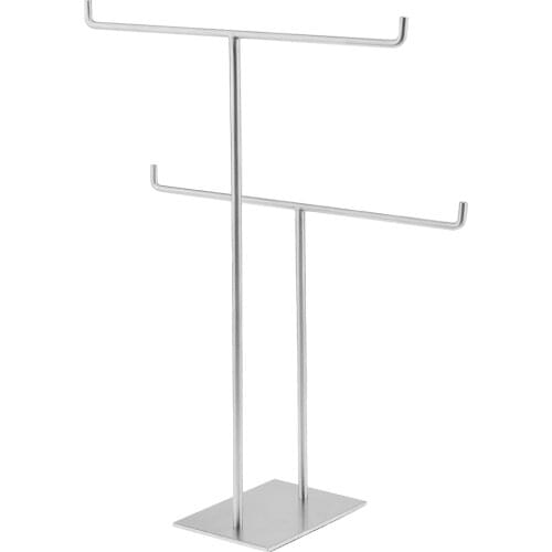 Stainless Steel Retail Store Scarf Display Free Stand Holder Bath Hand Towel Rack Organizer Double Bar Rails