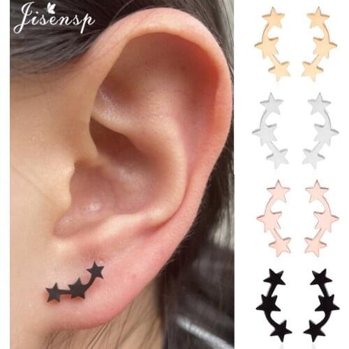 Brinco 2021 Tiny Star Earings Punk Stainless Steel Star Moon Stud Earrings for Women Kids Minimalist Jewelry Valentines Day Gif