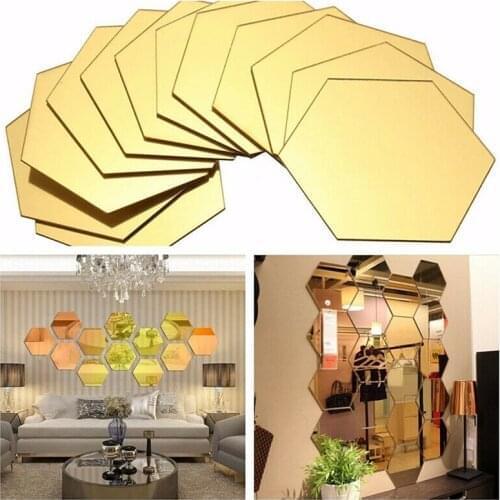 Hexagonal Three-dimensional Mirror Sticker Self-adhesive Wall Stickers Restaurant Aisle Mirror Bathroom Living Room Accessories