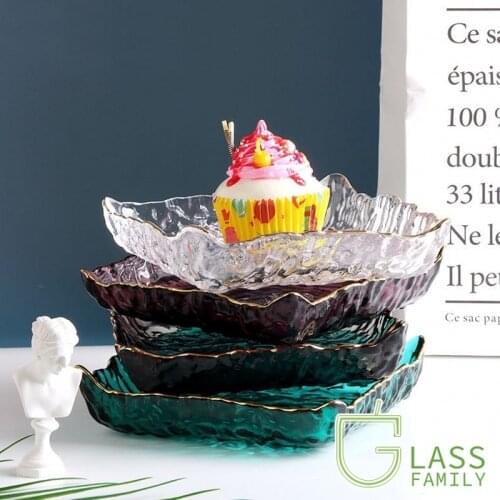 GF Glass Salad Plates Transparent Serving Bowl Tableware Creative Glass Dessert Bowl Kitchen Restaurant Supplies Dishes Plates