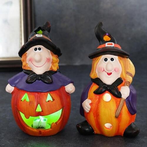 Halloween Pumpkin Lantern Decorations LED Luminous Witch Lamp Bar Secret Room Halloween Desktop Decoration Ceramic Pumpkin Craft