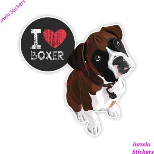 Cartoon I Love My Boxer Dog Car Sticker Vinyl Auto Accessories Car Window Car Styling Decal PVC 15cm*15cm