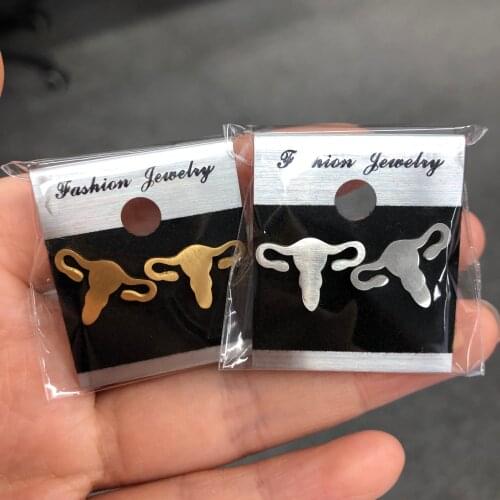 Funny Accessories Minimalism Uterus Earings Fashion Jewelry Stainless Steel Female Body Shape Stud Earring Bijoux Femme BFF Gift