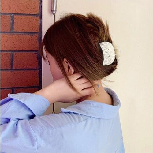 Pearl Big Hair Claw Women Girls Geometric Sweet Korea Hairpin Ponytail Crab Elegant Ladies Mom Hair Clip Hair Accessories