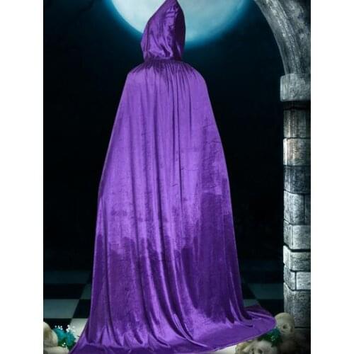 1pcs/lot Christmas Costume for Women Hooded Magician Witch Coat velout solid female male holloween cosplay coat