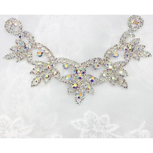 25x10cm Rhinestone necklace Patch Skirt Flashing Clothing Accessory Crystal Neckline sewon rhinestone adornment for bridal dress
