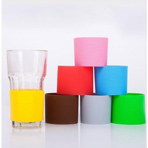 5 Pcs Glass Protective Sleeve Anti-skid Heat Resistant Silicone Protector Sleeve Protective Cover for Glass Bottle Mug
