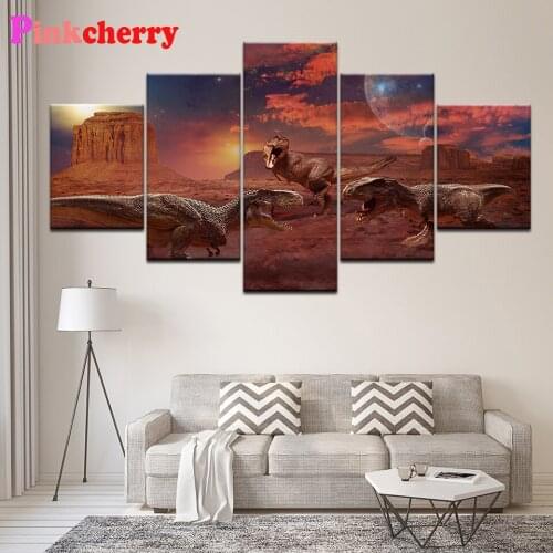 5d diy diamond painting Jurassic Park Dinosaurs mosaic full square/round Diamond Embroidery 5 pcs Romantic room decor