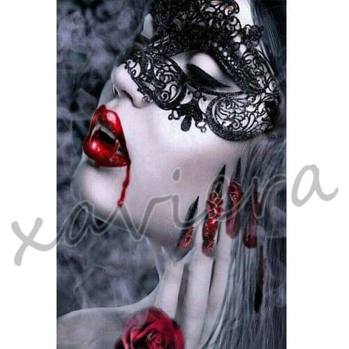 Xaviera 5D Diy Diamond Painting Sexy Woman Vampire Mosaic Embroidery Full Square Drill Cross Stitch Rhinestone Crafts Home Decor