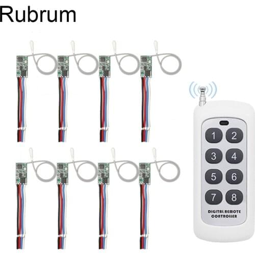 Rubrum Wireless 433MHz Remote Control DC 6V 12V 24V Mirco Switch Receiver Module and 433 mhz Long Range Transmitter Light on/off